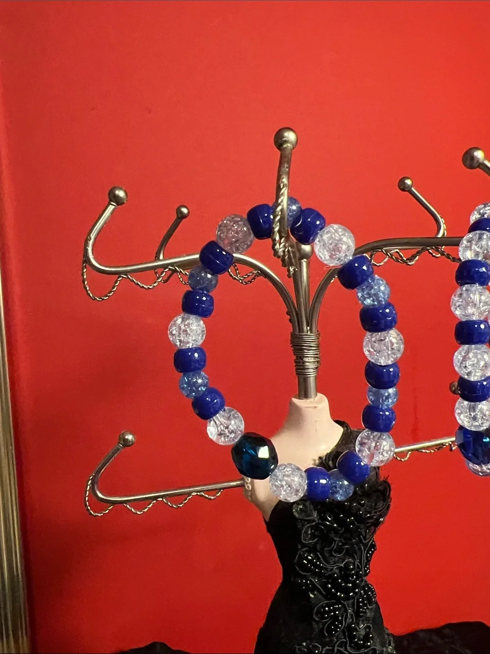 Setof 2  blue beaded bracelets homemade